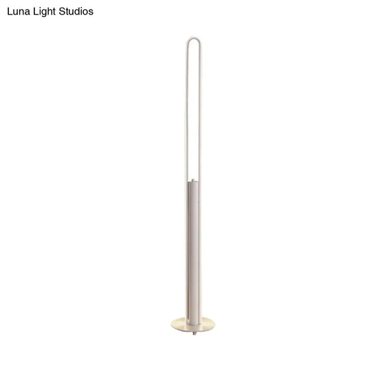 Minimalist Led Reading Floor Lamp In Acrylic Tubular Design - Black/White/Gold Warm/White Light