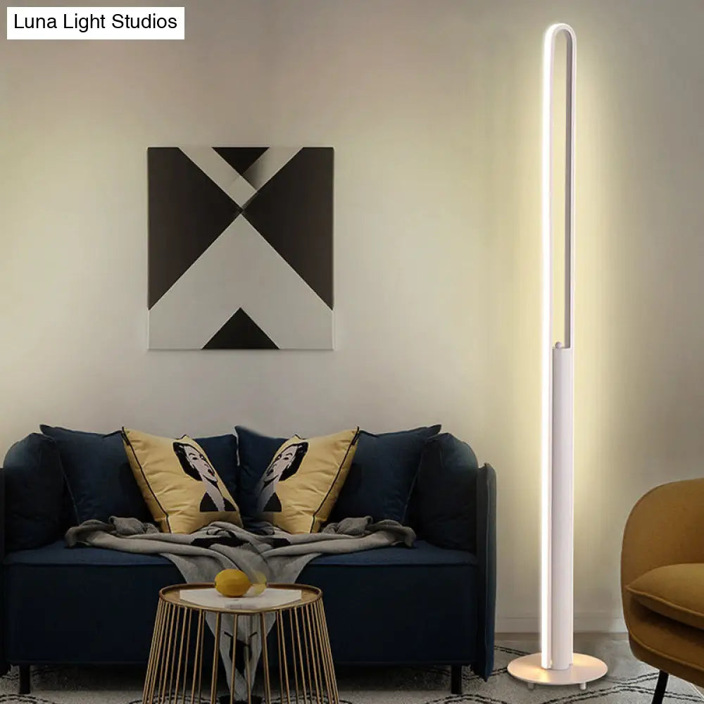 Minimalist Led Reading Floor Lamp In Acrylic Tubular Design - Black/White/Gold Warm/White Light