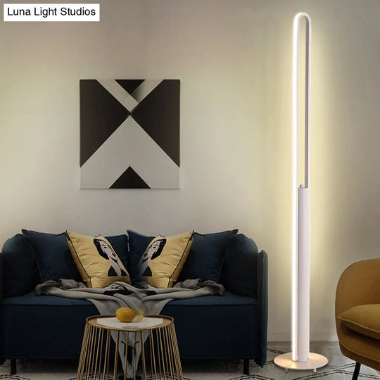 Minimalist Led Reading Floor Lamp In Acrylic Tubular Design - Black/White/Gold Warm/White Light