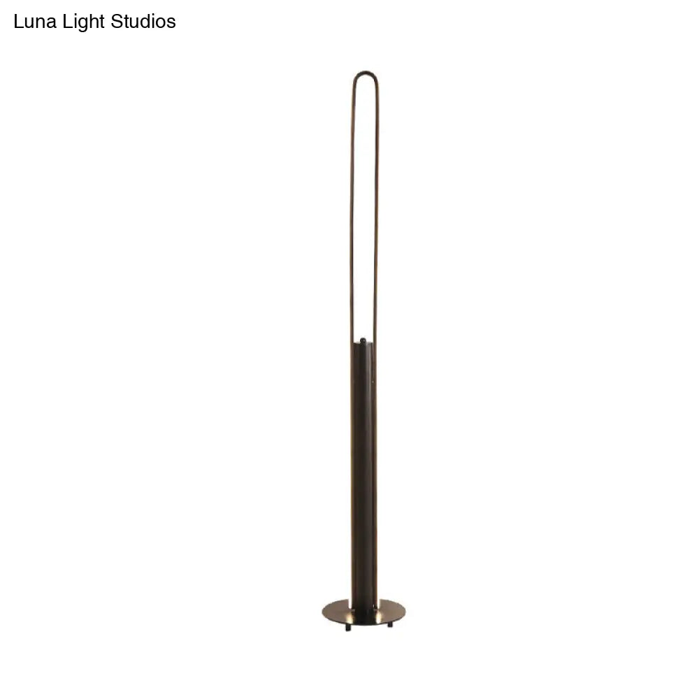 Minimalist Led Reading Floor Lamp In Acrylic Tubular Design - Black/White/Gold Warm/White Light