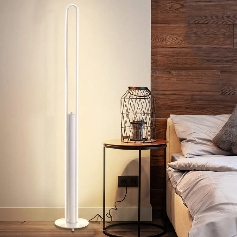 Minimalist Led Reading Floor Lamp In Acrylic Tubular Design - Black/White/Gold Warm/White Light