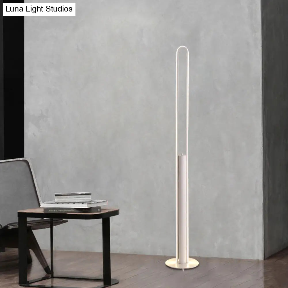 Minimalist Led Reading Floor Lamp In Acrylic Tubular Design - Black/White/Gold Warm/White Light