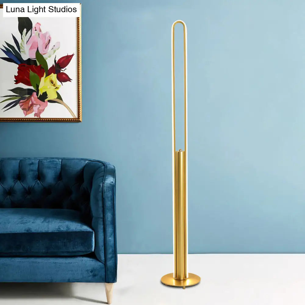 Minimalist Led Reading Floor Lamp In Acrylic Tubular Design - Black/White/Gold Warm/White Light