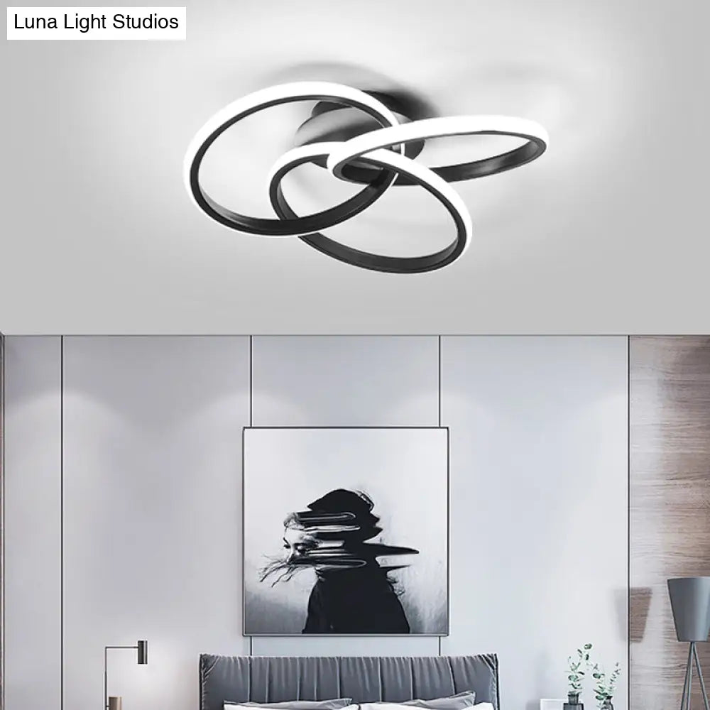 Minimalist Led Ring Flush Mount Ceiling Light For Bedrooms With Interlocking Acrylic Design