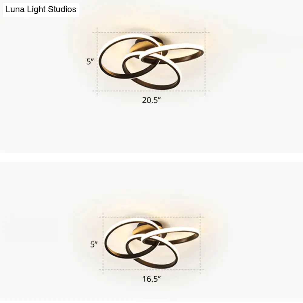 Minimalist Led Ring Flush Mount Ceiling Light For Bedrooms With Interlocking Acrylic Design