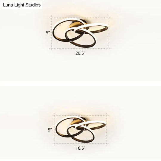 Minimalist Led Ring Flush Mount Ceiling Light For Bedrooms With Interlocking Acrylic Design