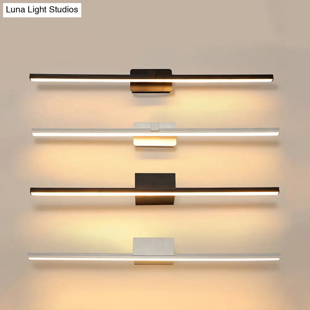 Minimalist Led Sconce For Powder Room Wall - Linear Metal Design