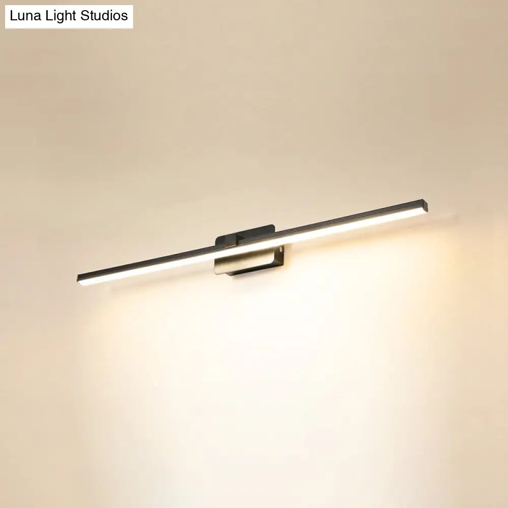 Minimalist Led Sconce For Powder Room Wall - Linear Metal Design