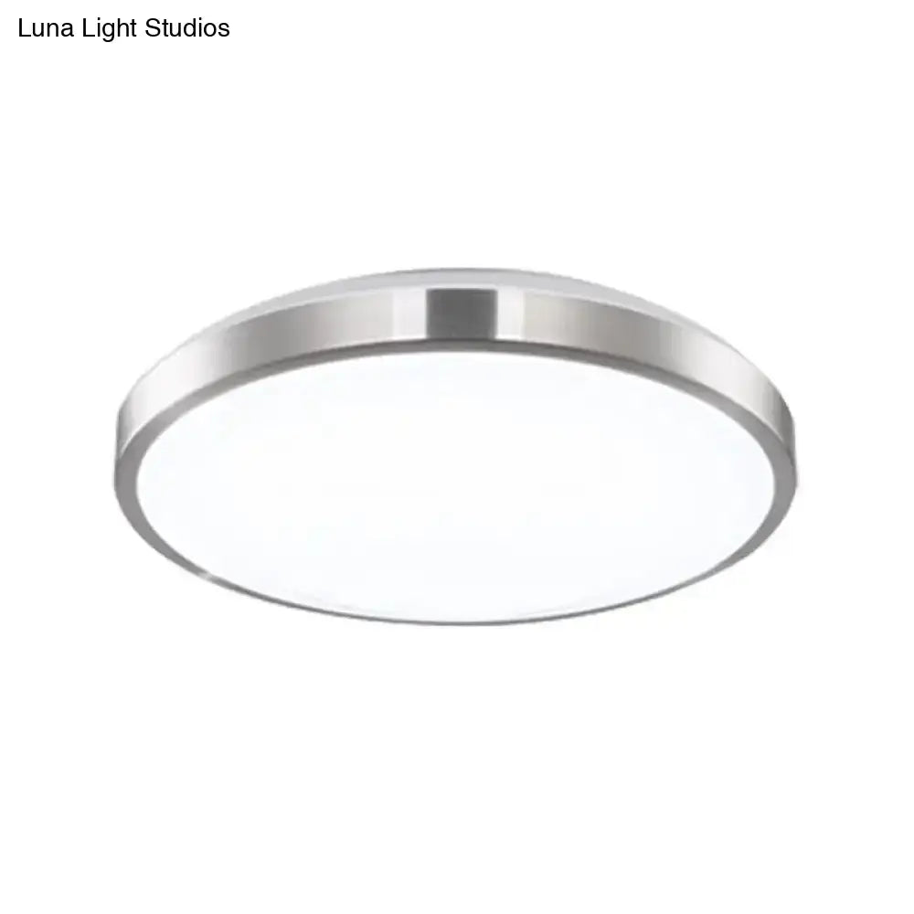 Minimalist Led Silver Flush Mounted Bedroom Ceiling Light - Acrylic Circular 10’/11’/16’ Wide