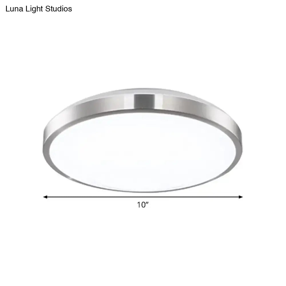 Minimalist Led Silver Flush Mounted Bedroom Ceiling Light - Acrylic Circular 10’/11’/16’ Wide