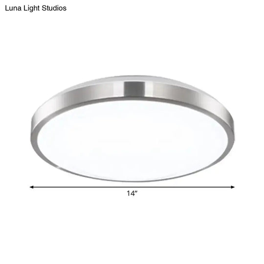 Minimalist Led Silver Flush Mounted Bedroom Ceiling Light - Acrylic Circular 10’/11’/16’ Wide