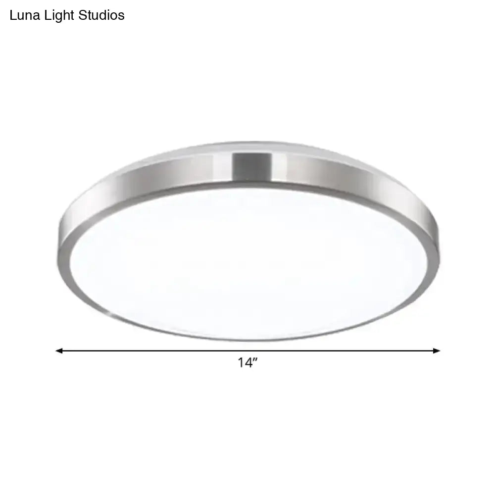 Minimalist Led Silver Flush Mounted Bedroom Ceiling Light - Acrylic Circular 10’/11’/16’ Wide