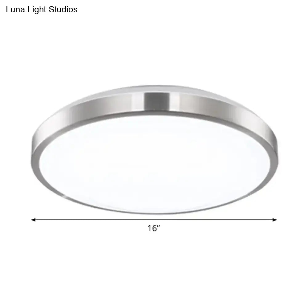 Minimalist Led Silver Flush Mounted Bedroom Ceiling Light - Acrylic Circular 10’/11’/16’ Wide