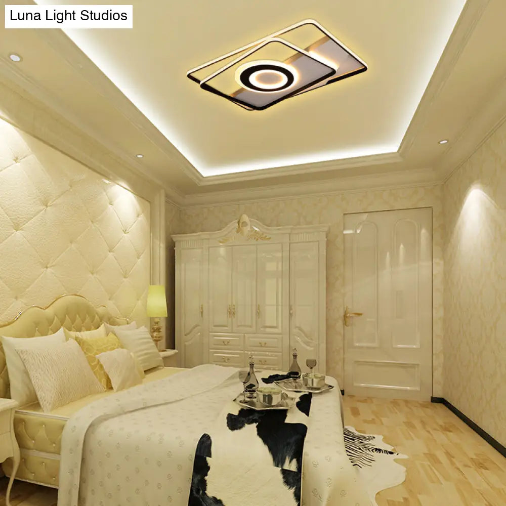 Minimalist Led Square Ceiling Flush Light - 16’/19.5’/23.5’/35.5’ Wide Warm/White