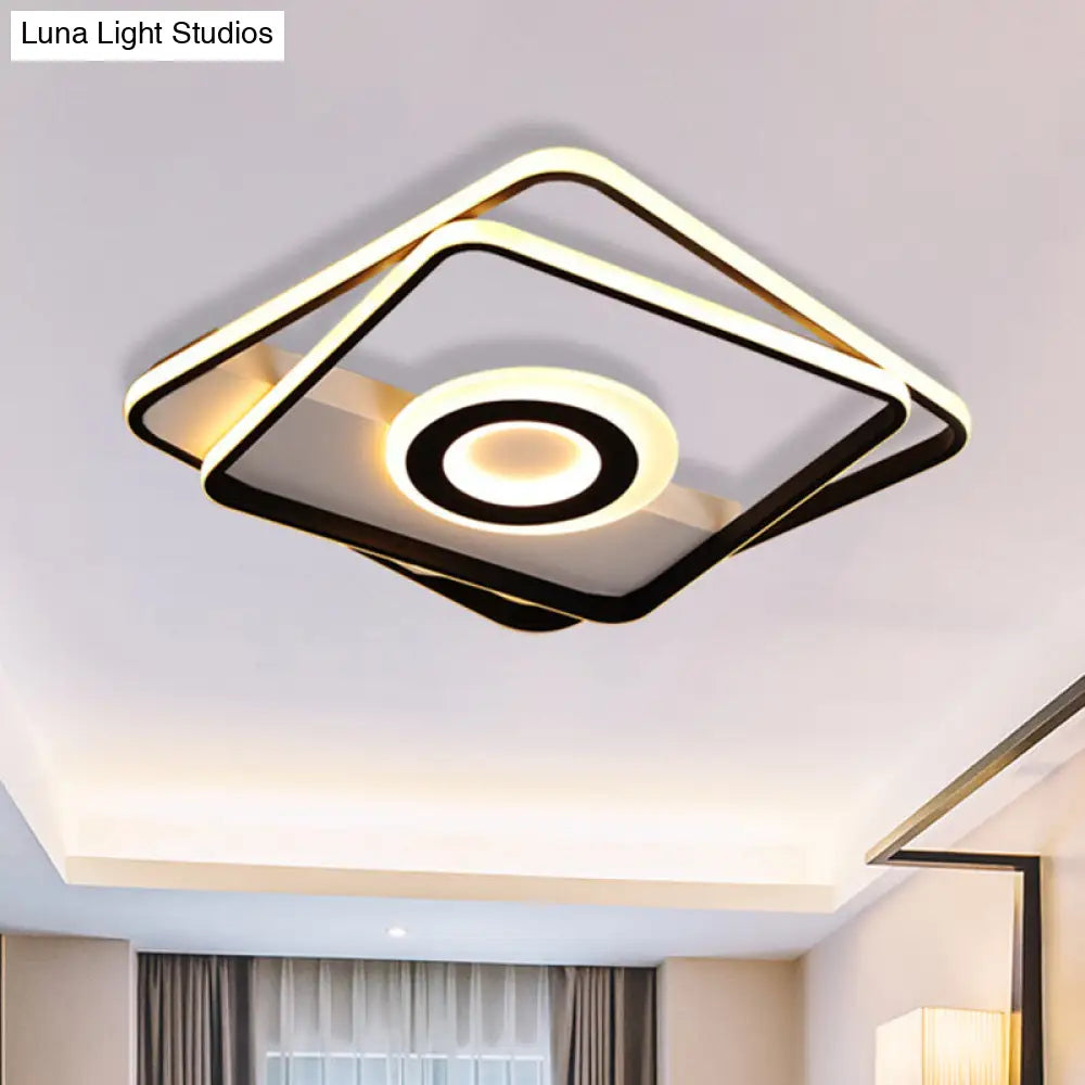 Minimalist Led Square Ceiling Flush Light - 16/19.5/23.5/35.5 Wide Warm/White