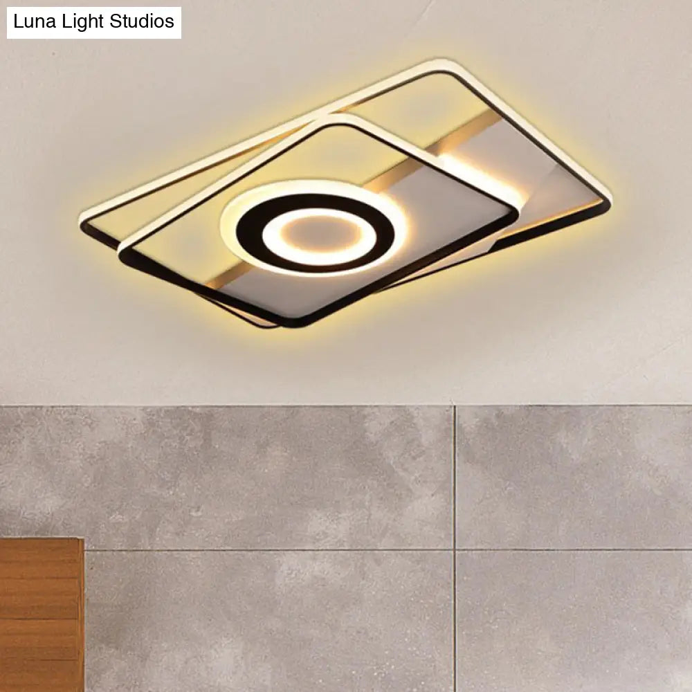 Minimalist Led Square Ceiling Flush Light - 16’/19.5’/23.5’/35.5’ Wide Warm/White