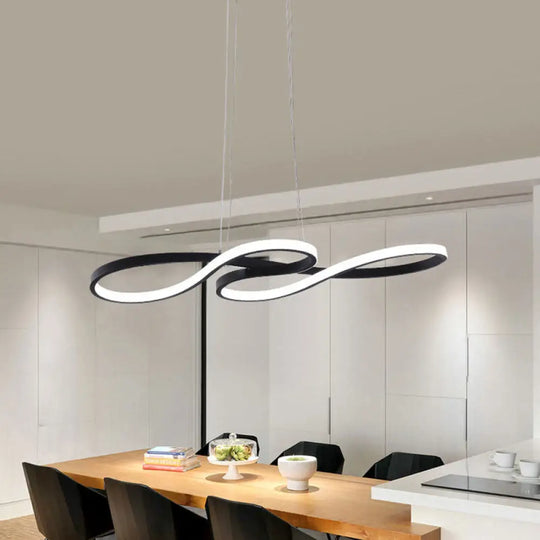 Minimalist Led Twisting Acrylic Pendant Light - 24’’/29.5’’/37.5’’ Wide Black/White