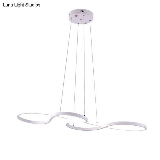 Twisting Acrylic Pendant Light - Minimalist Led Black/White Warm/White Multiple Sizes Available