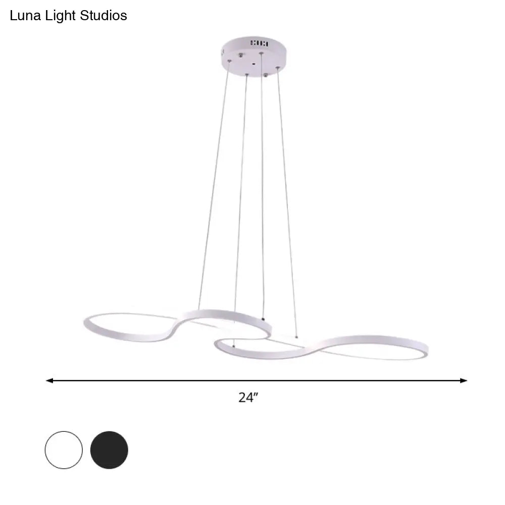 Minimalist Led Twisting Acrylic Pendant Light - 24’’/29.5’’/37.5’’ Wide Black/White Warm/White