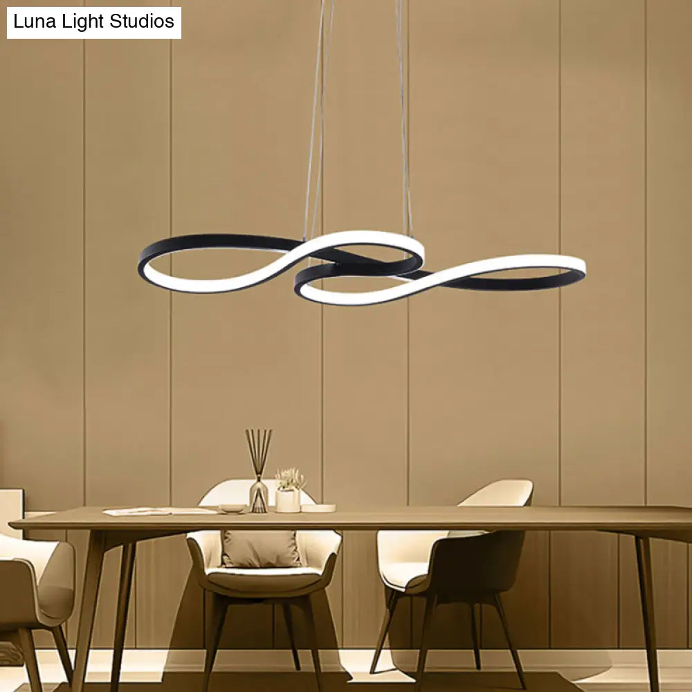 Minimalist Led Twisting Acrylic Pendant Light - 24’’/29.5’’/37.5’’ Wide Black/White Warm/White