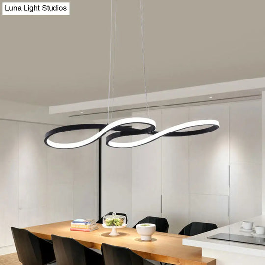 Twisting Acrylic Pendant Light - Minimalist Led Black/White Warm/White Multiple Sizes Available