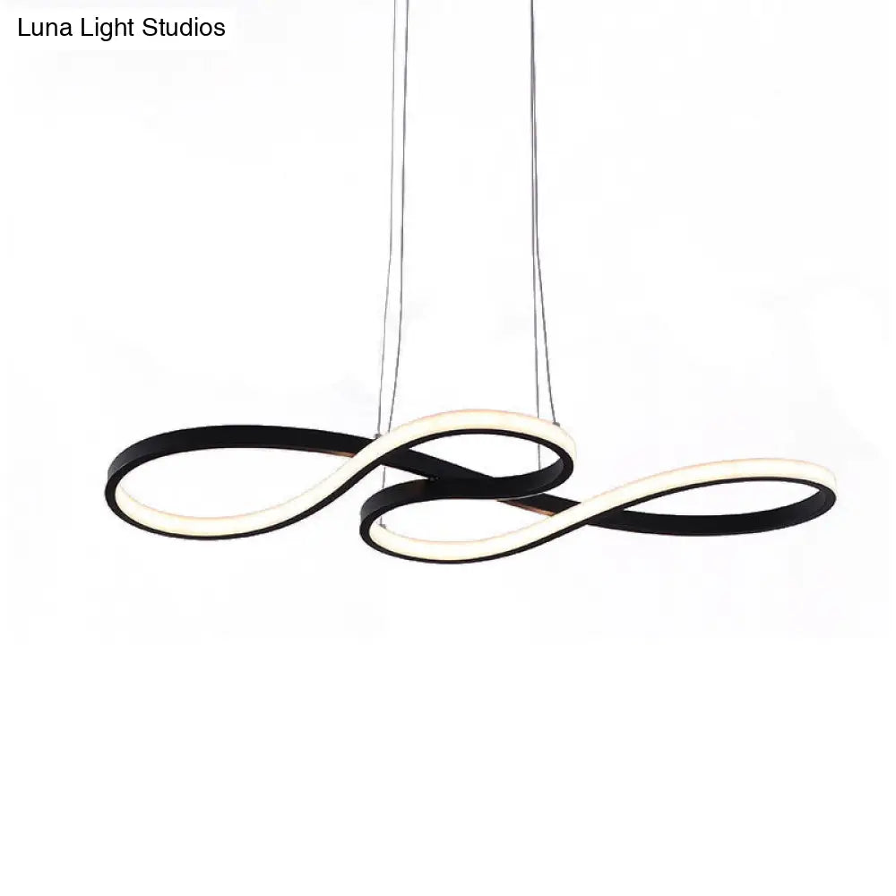 Twisting Acrylic Pendant Light - Minimalist Led Black/White Warm/White Multiple Sizes Available