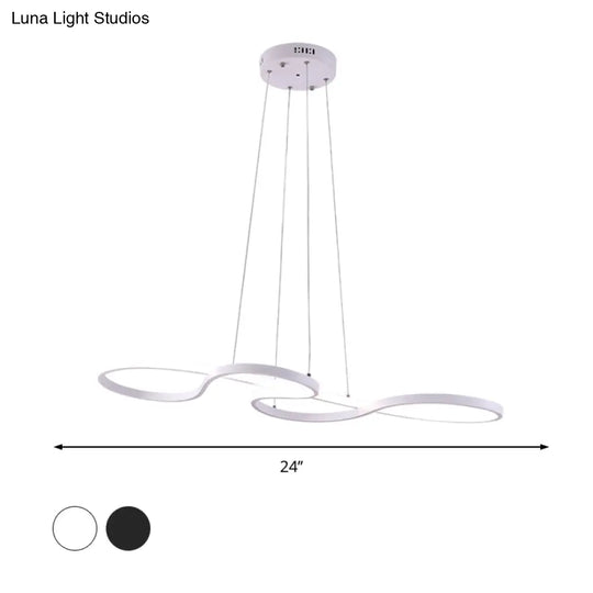 Twisting Acrylic Pendant Light - Minimalist Led Black/White Warm/White Multiple Sizes Available