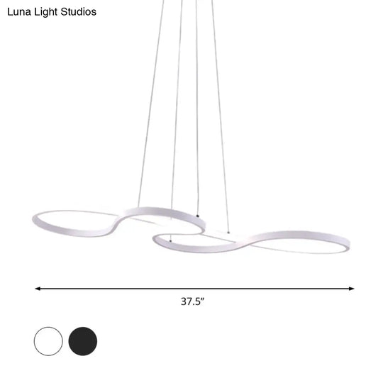 Minimalist Led Twisting Acrylic Pendant Light - 24’’/29.5’’/37.5’’ Wide Black/White Warm/White