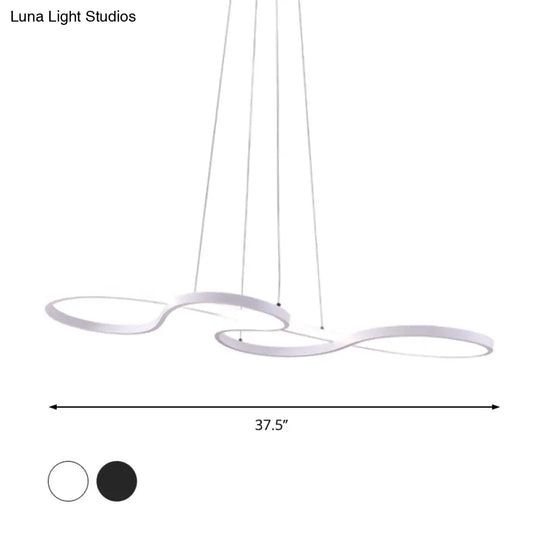 Twisting Acrylic Pendant Light - Minimalist Led Black/White Warm/White Multiple Sizes Available