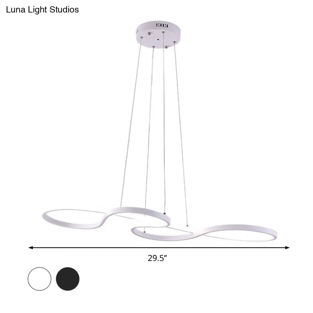 Minimalist Led Twisting Acrylic Pendant Light - 24’’/29.5’’/37.5’’ Wide Black/White Warm/White