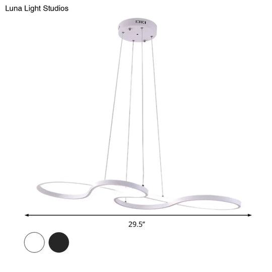 Minimalist Led Twisting Acrylic Pendant Light - 24’’/29.5’’/37.5’’ Wide Black/White Warm/White