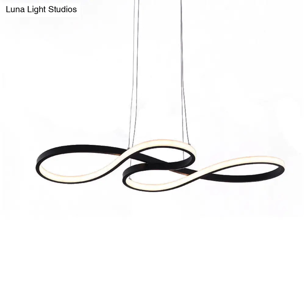 Minimalist Led Twisting Acrylic Pendant Light - 24’’/29.5’’/37.5’’ Wide Black/White Warm/White