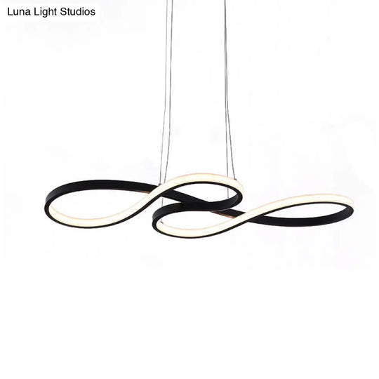 Minimalist Led Twisting Acrylic Pendant Light - 24’’/29.5’’/37.5’’ Wide Black/White Warm/White