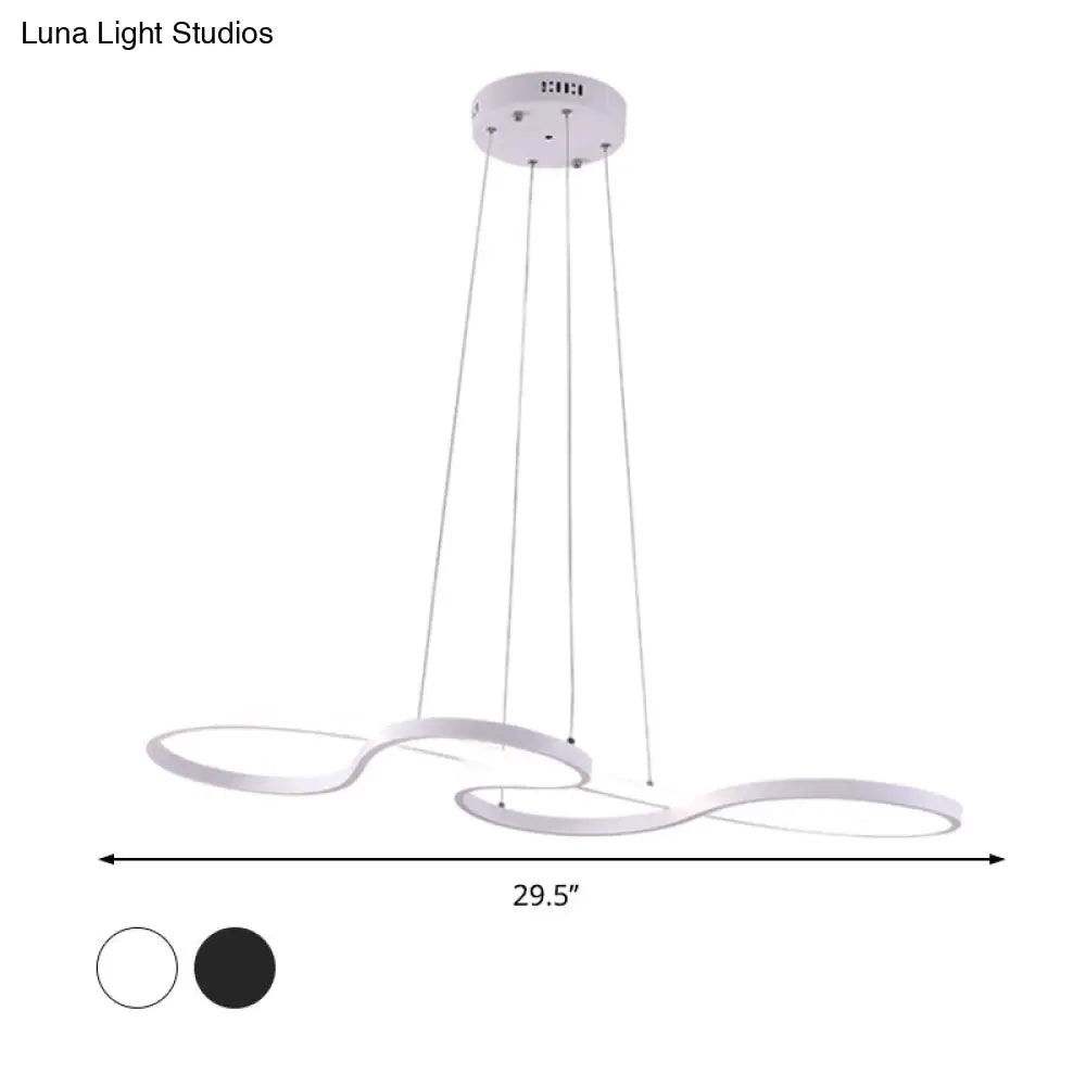 Twisting Acrylic Pendant Light - Minimalist Led Black/White Warm/White Multiple Sizes Available