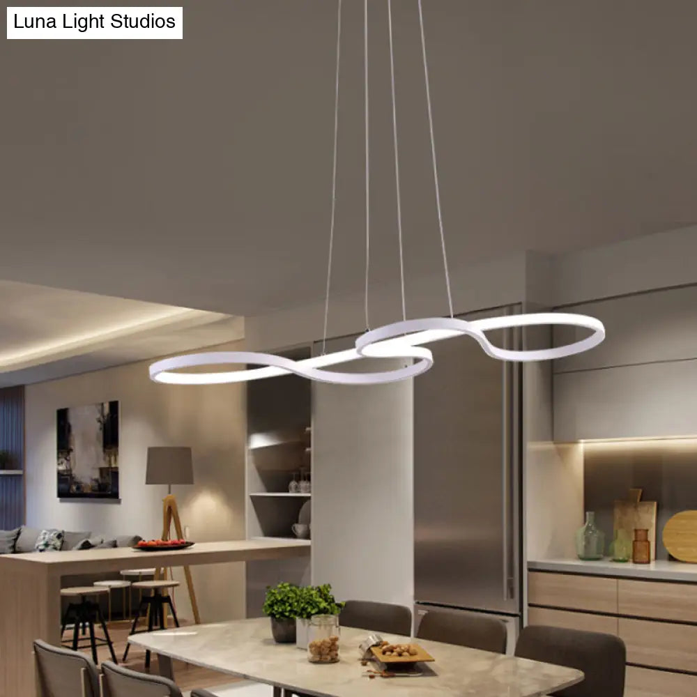 Twisting Acrylic Pendant Light - Minimalist Led Black/White Warm/White Multiple Sizes Available