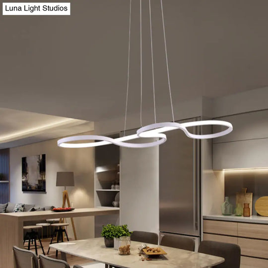 Twisting Acrylic Pendant Light - Minimalist Led Black/White Warm/White Multiple Sizes Available