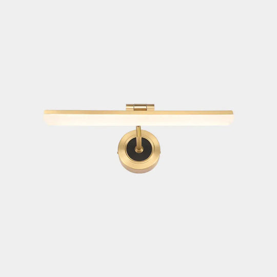 Minimalist Led Vanity Light For Bathroom Walls - Swing Arm Bath Bar With Acrylic Shade Gold / 18 Arc