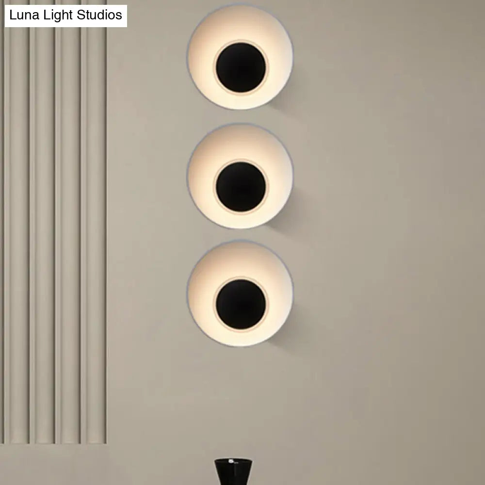 Minimalist Led Wall Lamp: White/Black/Pink Finish Bowl Sconce Light For Drawing Room