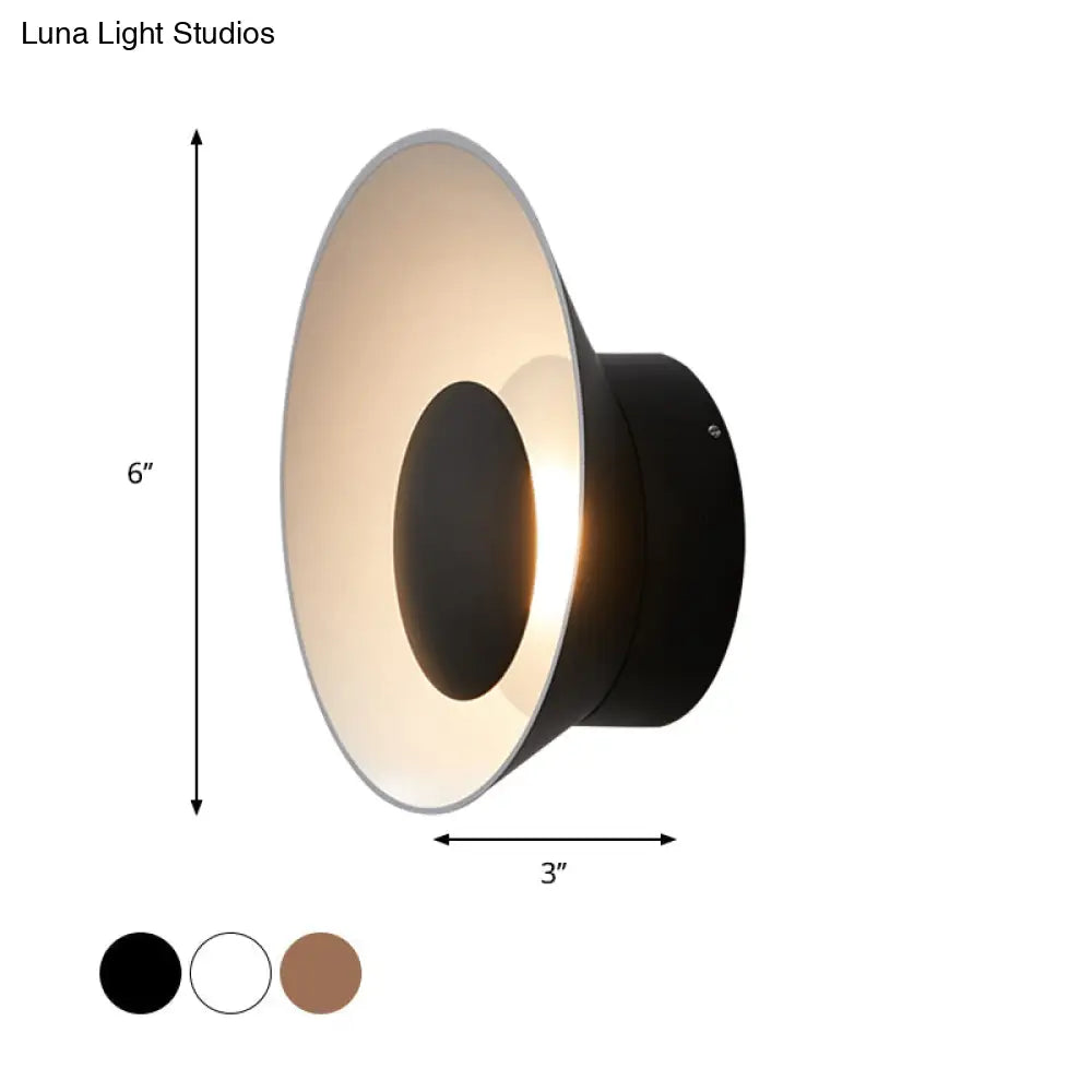 Minimalist Led Wall Lamp: White/Black/Pink Finish Bowl Sconce Light For Drawing Room