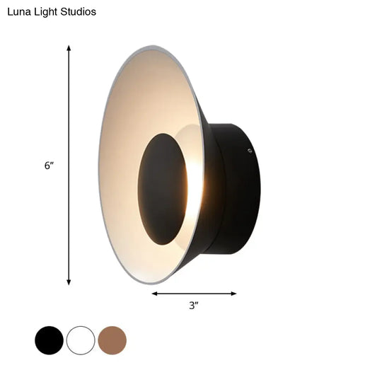 Minimalist Led Wall Lamp: White/Black/Pink Finish Bowl Sconce Light For Drawing Room