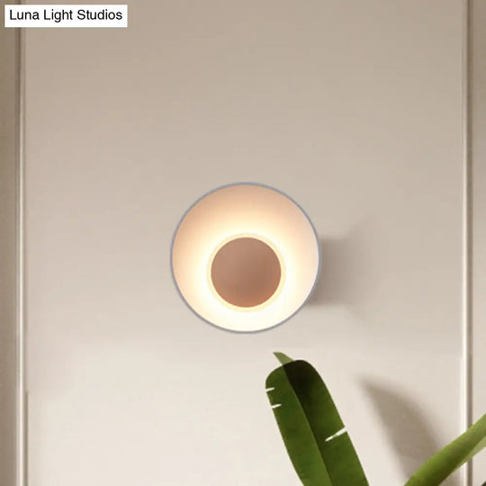 Minimalist Led Wall Lamp: White/Black/Pink Finish Bowl Sconce Light For Drawing Room