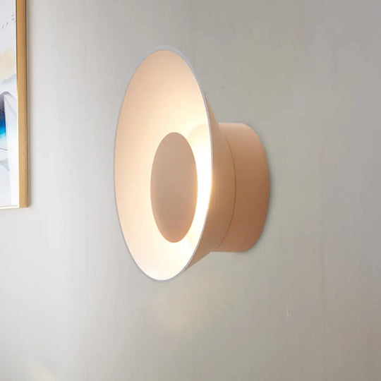 Minimalist Led Wall Lamp: White/Black/Pink Finish Bowl Sconce Light For Drawing Room Pink