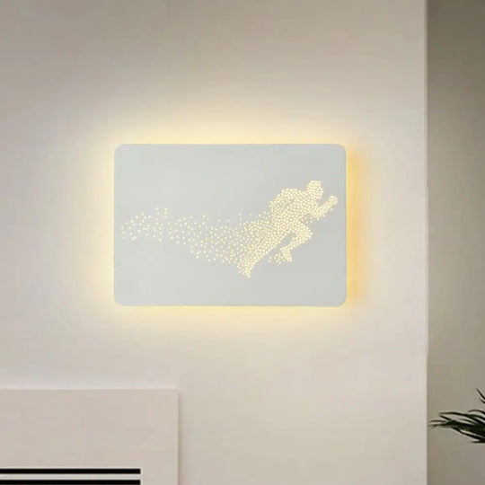 Minimalist Led Wall Lamp With Running Man Pattern White