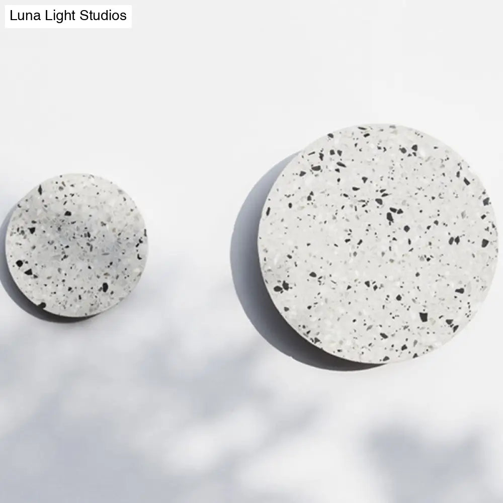 Minimalist Led Wall Sconce: Disc Shaped Terrazzo Bedroom Light - Pink/Blue/Black 7/10 Diameter