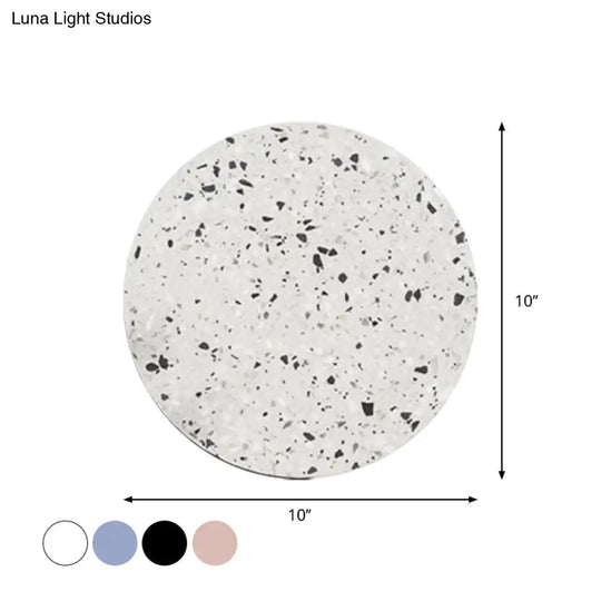 Minimalist Led Wall Sconce: Disc Shaped Terrazzo Bedroom Light - Pink/Blue/Black 7/10 Diameter