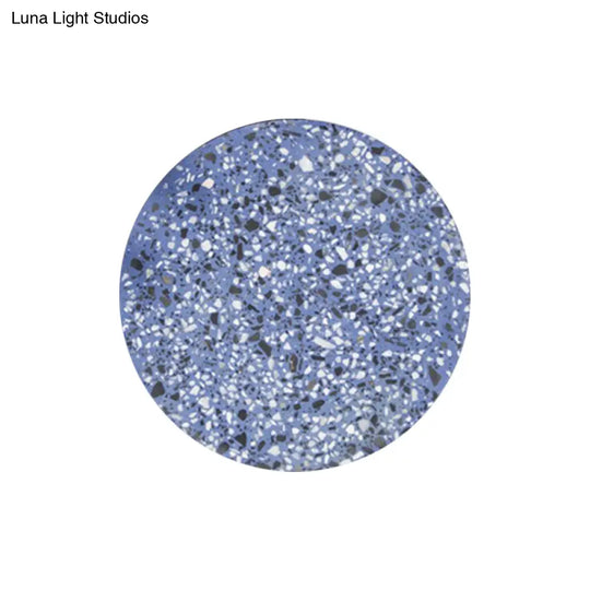 Minimalist Led Wall Sconce: Disc Shaped Terrazzo Bedroom Light - Pink/Blue/Black 7/10 Diameter