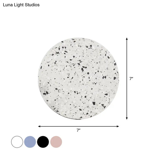 Minimalist Led Wall Sconce: Disc Shaped Terrazzo Bedroom Light - Pink/Blue/Black 7/10 Diameter