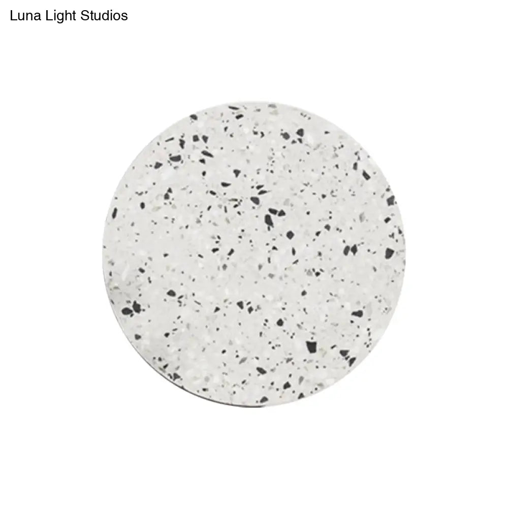 Minimalist Led Wall Sconce: Disc Shaped Terrazzo Bedroom Light - Pink/Blue/Black 7/10 Diameter