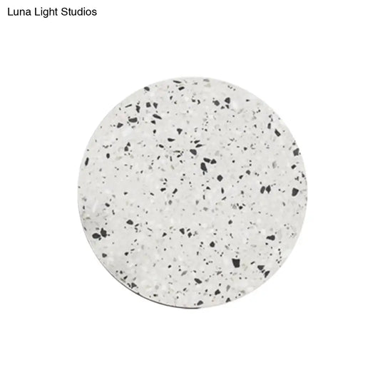 Minimalist Led Wall Sconce: Disc Shaped Terrazzo Bedroom Light - Pink/Blue/Black 7/10 Diameter