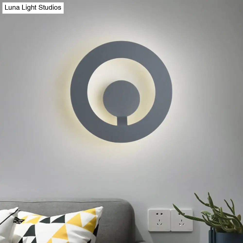 Minimalist Led Wall Sconce In Grey Finish - 7/9 Dia For Living Room